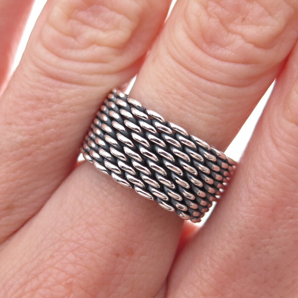 Tiffany & Co. 925 Sterling Silver Vintage Somerset Mesh Ring Size 7
